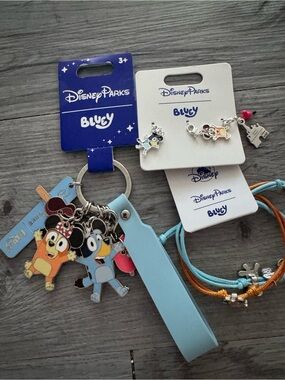 Disney Bluey Keychain and Bracelet Charm Set